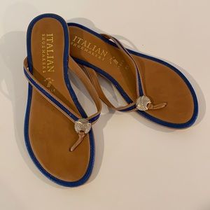 Italian Shoemakers Sandals Gold Cobalt accents 8.5